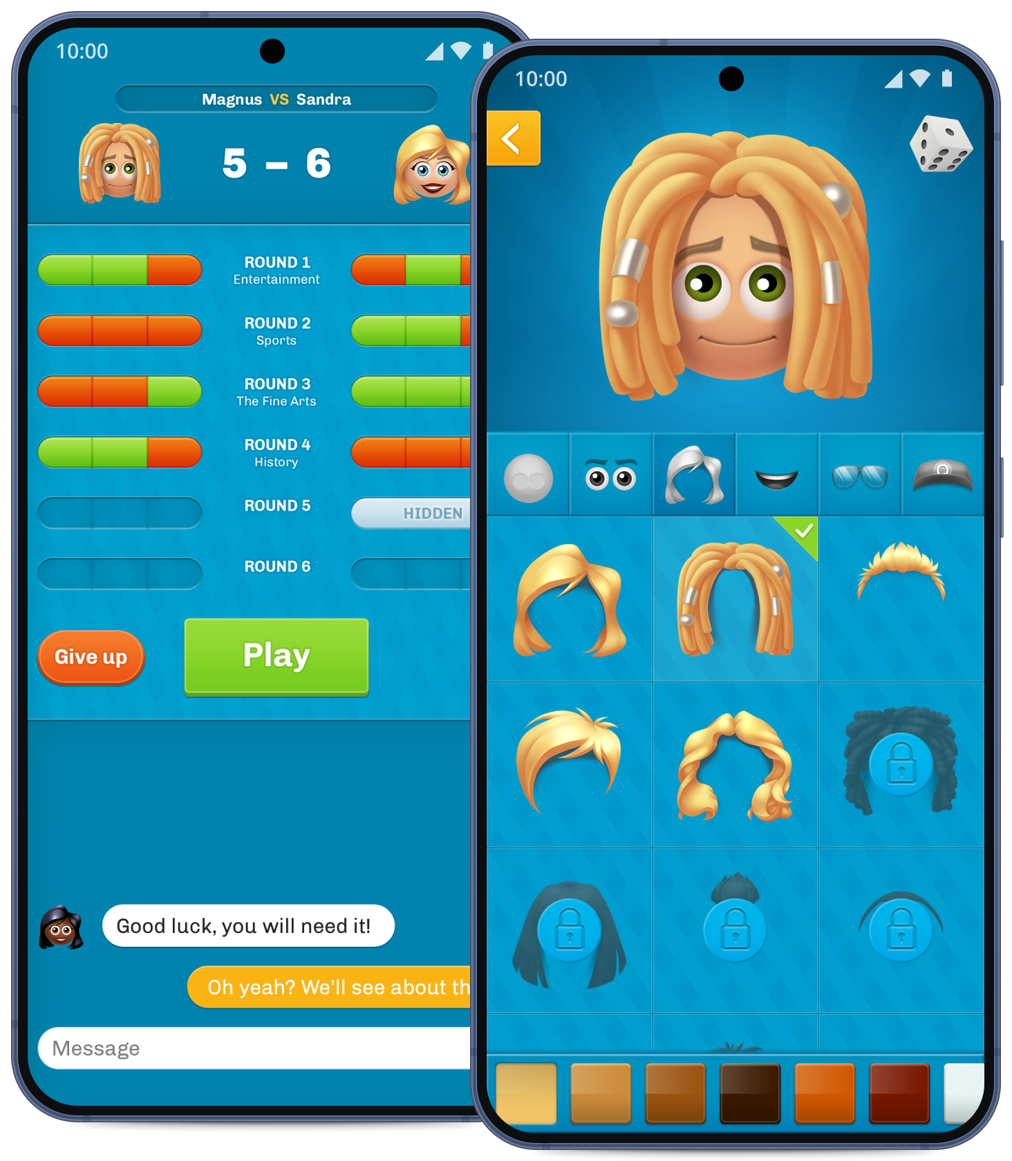 Mobile design for the avatar workshop and chat interface