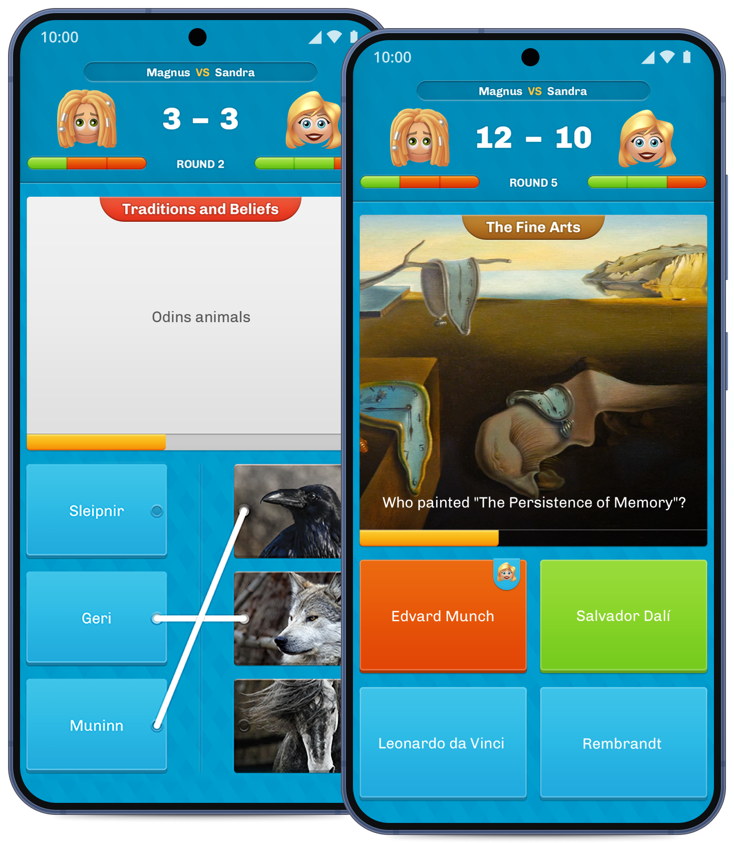 Mobile design for two different question types
